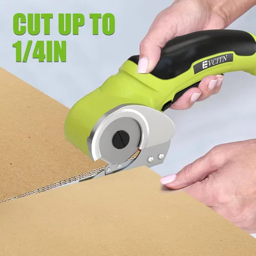 Miniatura 2 de Evcitn Tijeras eléctricas inalámbricas, cortador de caja de cartón con hoja de corte autoafilable de repuesto, cortador giratorio recargable