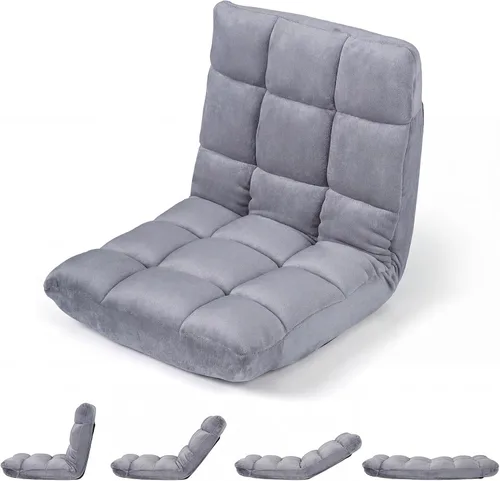 Miniatura 16 de Giantex Silla de suelo con soporte de espalda, 14 posiciones ajustables, cama plegable acolchada, sofá reclinable, sillas de suelo plegables