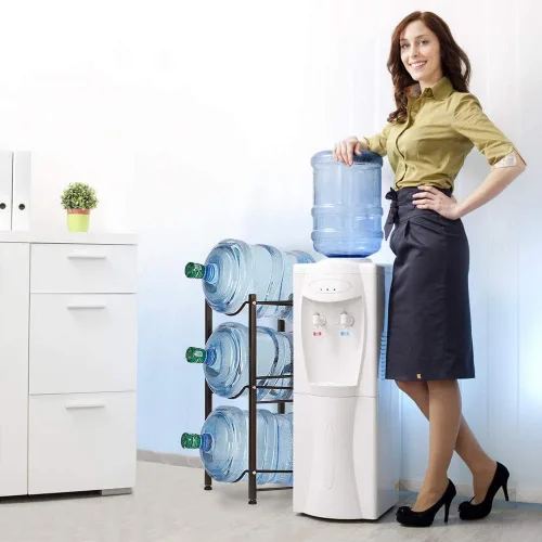Miniatura 2 de SEHERTIWY Soporte para jarra de agua de 3 niveles, soporte para botella de agua de 5 galones, color marrón oscuro