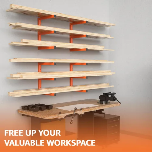 Miniatura 5 de YYR Soporte de organizador de madera y estante de almacenamiento de madera para montaje en pared, estante de metal resistente de 6 niveles