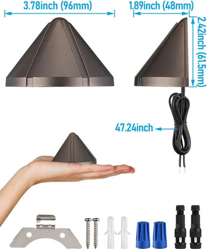 Miniatura 7 de LEONLITE Luces LED de cubierta de 5 W de bajo voltaje, luz de barandilla de escalera de 12 V, luz de valla de paisaje al aire libre, cable listado 5