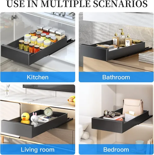Miniatura 7 de Organizador de armario extraíble fijo con nano película adhesiva, almacenamiento resistente y organización, estantes de despensa deslizantes