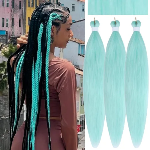 Miniatura 133 de Cabello estirado de fibra Kanekalon para trenzar con cabello humano, color oro rosado, 30 pulgadas
