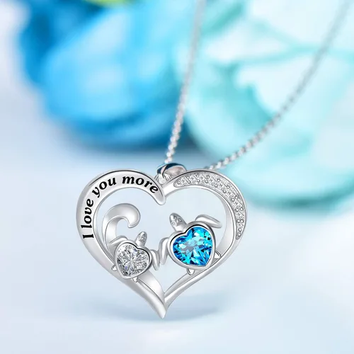 Miniatura 3 de Distance Health and Longevity - Collar con colgante de tortuga marina para mamá y bebé, plata de ley 925, regalo de joyería de corazón para mujeres
