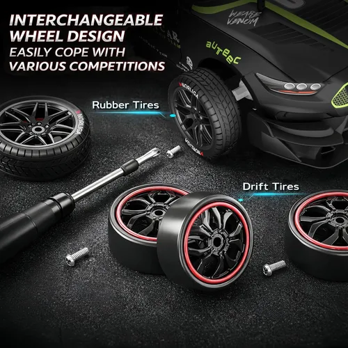 Miniatura 5 de Auto RC Drift a control remoto escala 1:16 4WD RC Car con luces LED 2.4GHz 18.6 mi/h RTR de alta velocidad de carreras de juguete deportivo