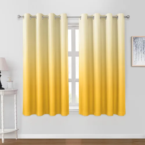 Miniatura 19 de HOMEIDEAS Cortinas Blackout Negras Ombré de 52 x 63 Pulgadas de Largo Degradado Oscurecimiento de Habitación Aislamiento Térmico Ahorro de Energía