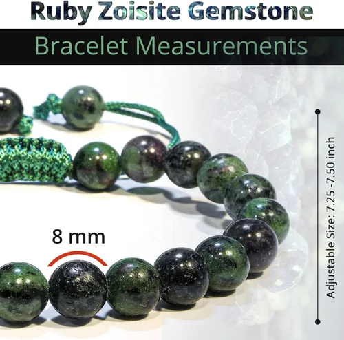 Miniatura 39 de Adjustable Crystal Bracelet – Gemstone Bead Bracelet with Adjustable Macrame String – Chic Gemstone Bracelet for Men and Women – 8mm Round Healing