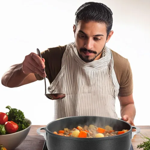 Miniatura 3 de Alpine Cuisine Olla de aluminio antiadherente de 7 cuartos de galón con tapa de vidrio y mango remachado, utensilios de cocina resistentes