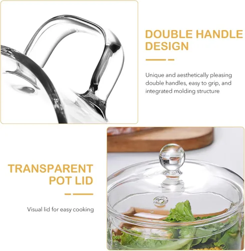 Miniatura 6 de DOITOOL Olla de sopa de vidrio de borosilicato con tapa, 1.4 cuartos de galón, resistente al calor, para fideos instantáneos, comida para bebés