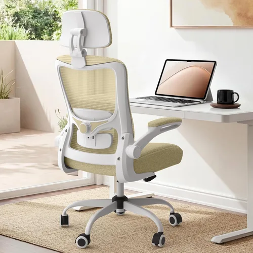 Miniatura 9 de Silla de oficina ergonómica, silla de escritorio con respaldo alto y soporte lumbar ajustable, respaldo de malla transpirable, capacidad de 330