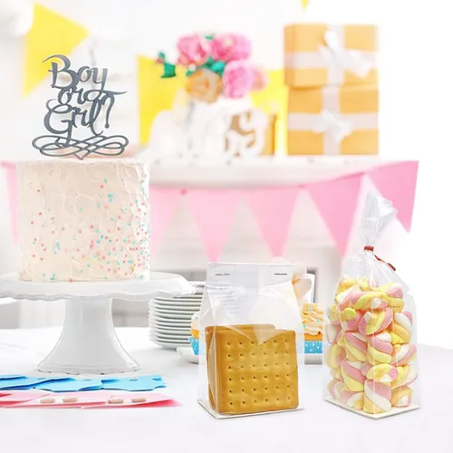 Miniatura 6 de Bolsas de celofán con fuelle, bolsas de celofán de fondo plano para s'mores con inserto de papel, 50 piezas, 3 x 2 x 8 pulgadas (tamaño mini)