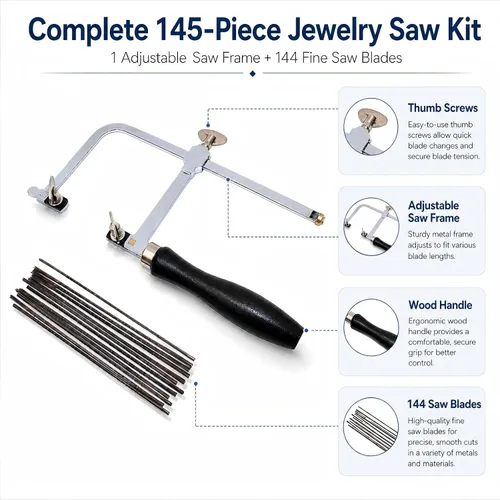 Miniatura 2 de Marco de sierra para joyero ajustable con 144 hojas Kit profesional para hacer joyería