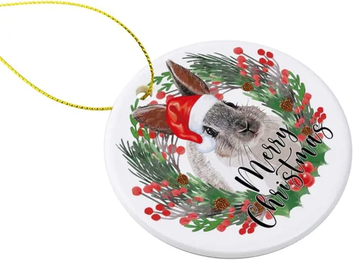 Miniatura 2 de Adornos de árbol de Navidad, corona de conejo de Navidad, adorno de Navidad, adorno colgante de recuerdo, decoración del hogar, colgantes colgantes