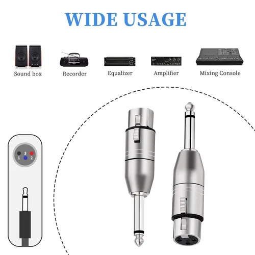 Miniatura 2 de Tisino XLR hembra a 1/4 "TS Mono Adaptador, adaptador XLR hembra desequilibrado a un cuarto de pulgada 0.250 in macho - 2 unidades XLRF a 1/4" TS