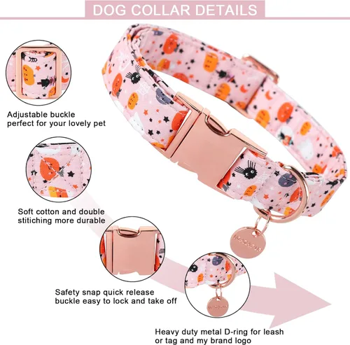 Miniatura 2 de Collar de Perro de Halloween con Hebilla de Metal Collar de Perro de Calabaza de Regalo para Perros Pequeños Medianos Grandes Niñas o Niños Collares