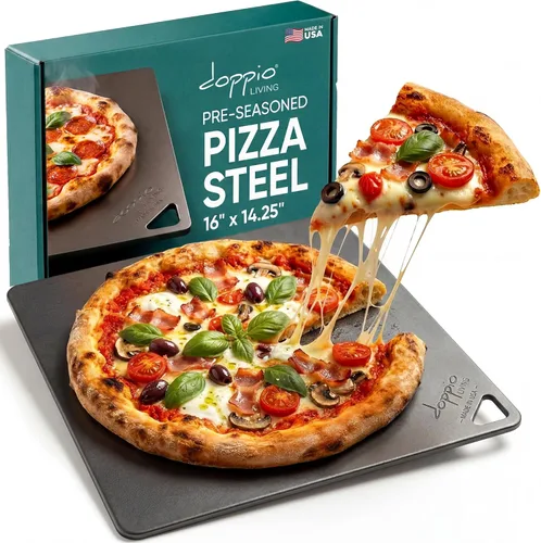 Acero para pizza para horno | Fabricado en Estados Unidos | 16 x 14.25 pulgadas | Acero para hornear pre-sazonado para pan, pizza, masa madre y más