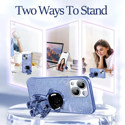 Miniatura 134 de Buleens Funda para iPhone 11 Pro Max Astronauta, Fundas Transparentes para iPhone 11 ProMax con Papel con Purpurina y Soporte de Astronauta, Mujeres