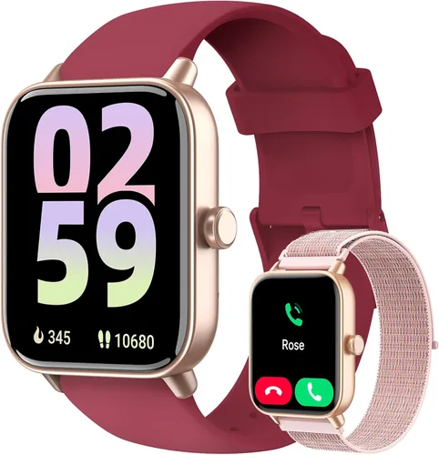 Miniatura 10 de Relojes inteligentes para mujer, rastreadores de fitness Alexa de 1.85 pulgadas con llamadas y SMS, frecuencia cardíaca, SpO2, monitor de estrés