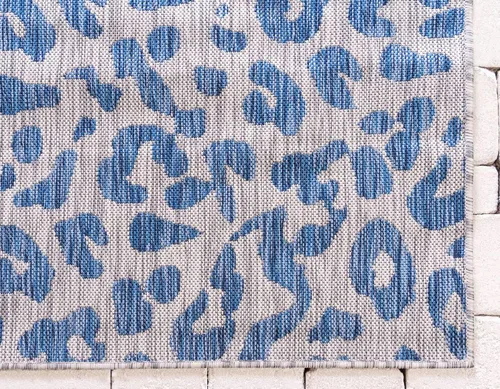 Miniatura 8 de Unique Loom Outdoor Safari Collection Alfombra de área - Leopardo (5 pies 1 pulgada x 8 pies, rectangular, azul/gris)