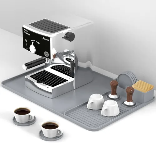 Miniatura 13 de Garolue Tapete de silicona para café, 16 x 16 pulgadas, impermeable, tapete de bar resistente al calor para accesorios de estación de máquina