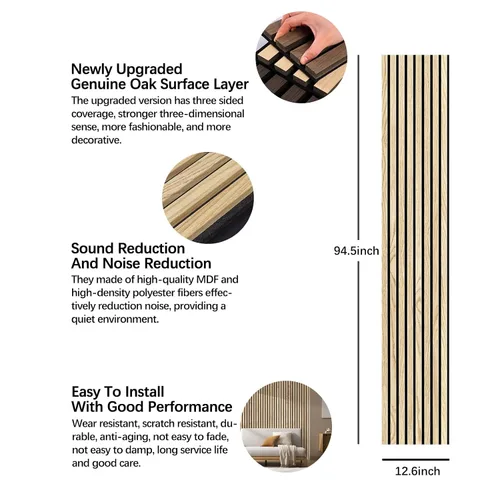 Miniatura 9 de Paneles de pared 3D para decoración de paredes interiores, paquete de 2 paneles de madera para pared, paneles acústicos de chapa de madera auténtica