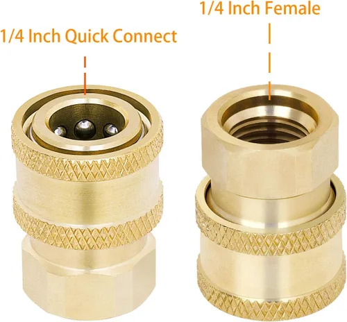 Miniatura 2 de Paquete de 3 acopladores para lavadora a presión, accesorios de latón, conexión rápida de 1/4 pulgadas a NPT hembra