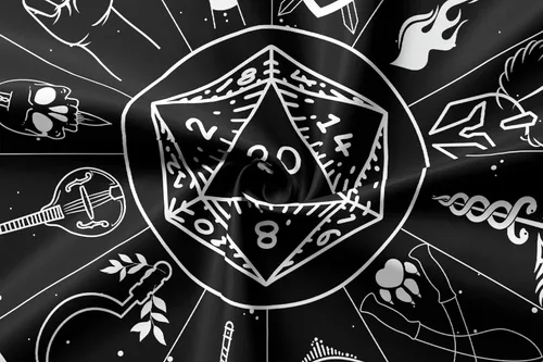 Miniatura 4 de POLYMORPH PRINTS Tapiz de pared de fantasía para interiores, DND 5e en blanco y negro de Calabozos y Dragones Clase Custom Zodiaco Astrología