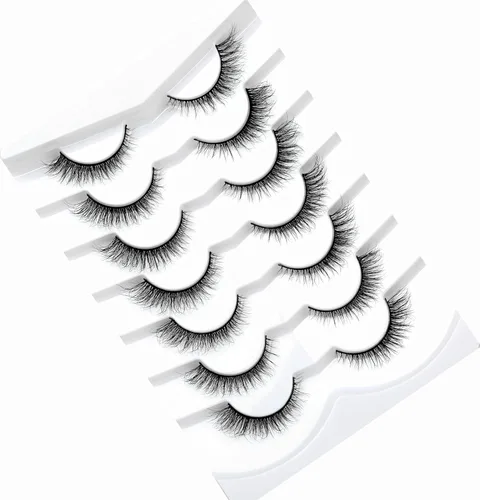 Miniatura 485 de Pooplunch - Pestañas postizas finas de visón sintético, estilo ojo de gato, naturales, cruzadas, tipo racimo, efecto 8D de volumen, tiras