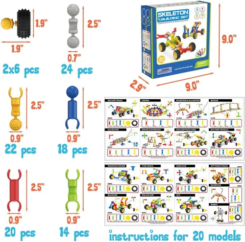 Miniatura 4 de SHUNLAM Juguetes de construcción para niños, 110 juguetes STEM para niños y niñas, juego entrelazado para mayores de 3 años, kit creativo para niños
