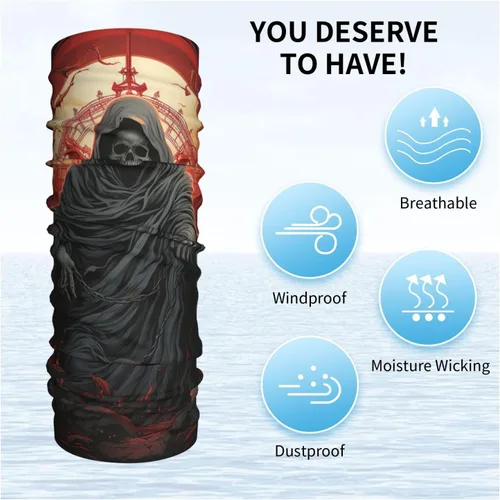 Miniatura 6 de CASGTNZ grim reaper Death skeleton angel red Neck Gaiter Face Cover Balaclava Gaiter Mask for Men Women Bandana for Motorcycle Cycling Riding Skiing