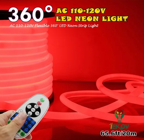 Miniatura 16 de [Actualización] Luz LED de neón de 360°, IEKOV™ CA 110-120 V, tira de luces LED de neón flexible de 360 grados, regulables e impermeables de neón +