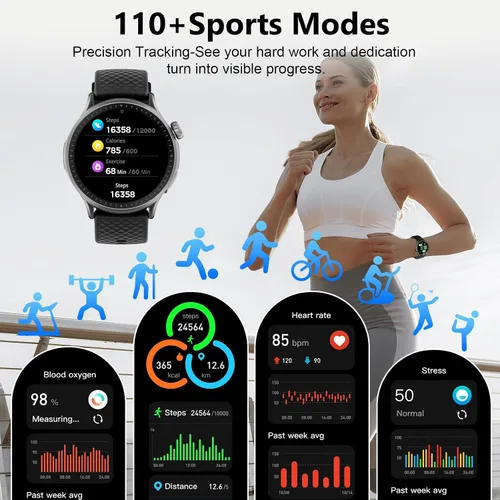 Miniatura 6 de Reloj inteligente para hombres y mujeres, rastreador de fitness con pantalla AMOLED Ultra-HD de 1.46 pulgadas y monitor de frecuencia