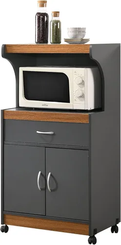 Miniatura 8 de HODEDAH IMPORT - Carrito de cocina para microondas, de madera de haya.