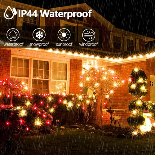 Miniatura 5 de OZS Guirnalda de luces de Navidad conectables rojas y blancas, paquete de 2 luces de Navidad de 164 pies en total de 400 LED para Rojo y blanco
