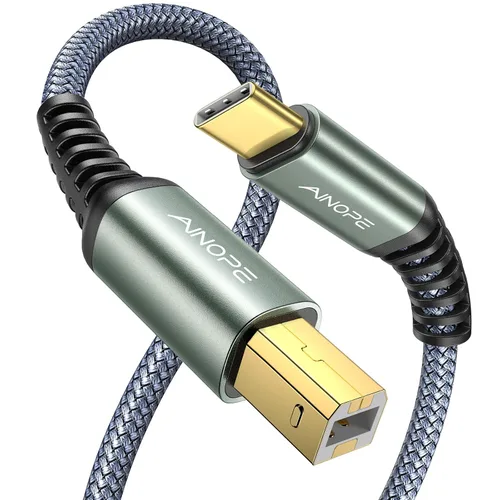 Miniatura 9 de AINOPE Cable de impresora USB C de 6.6 pies, negro, trenzado de nailon, para Yamaha, piano digital Casio, teclado, hp, hermano, impresoras Canon