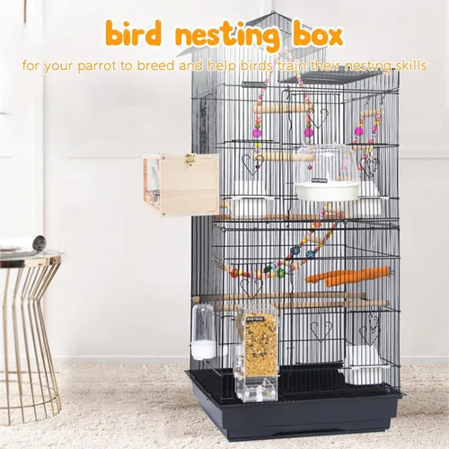 Miniatura 7 de Rypet Caja de Anidación para Periquitos Diseño Transparente, Caja de Cría de Nido de Pájaros Transversal con Percha Casa de Jaula de Pájaros