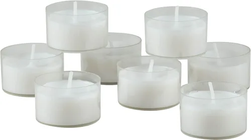 Stonebriar 48 unidades de velas de té sin perfume, sin humo, de combustión larga, taza transparente, color blanco, con tiempo de combustión de 6 a 7