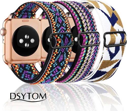 Miniatura 2 de Dsytom Paquete de 3 correas elásticas compatibles con Apple Watch de 1.496 pulgadas, 1.614 pulgadas, 1.575 pulgadas, 1.654 pulgadas, 1.732 pulgadas