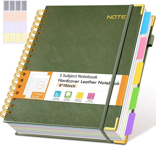 Miniatura 20 de Cuadernos en espiral de 8.5 x 11 pulgadas para trabajar con pestañas divisorias extraíbles, 300 páginas, cuaderno de 5 materias con rayas