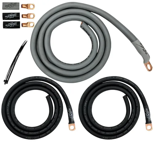 Miniatura 13 de Sky High - Kit de cableado eléctrico OFC de gran tamaño de calibre 4, color rojo y negro, mejora el flujo de voltaje y el rendimiento Rojo/Negro