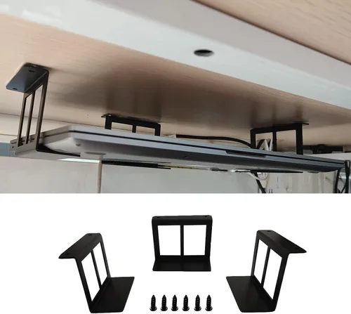 Miniatura 7 de PIAOLGYI Soporte para laptop debajo del escritorio con tornillo, dispositivos de soporte de hasta 1.9 pulgadas para montaje debajo del escritorio