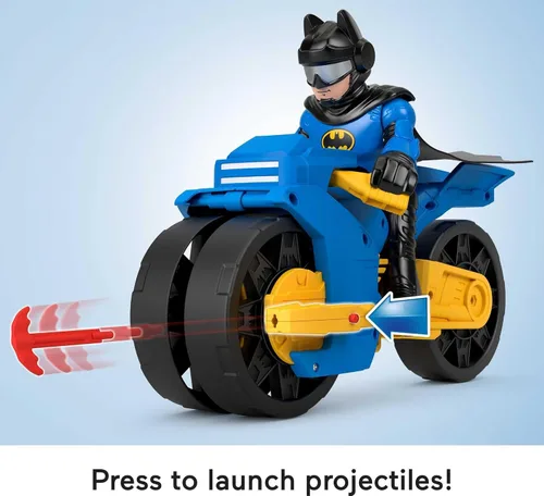 Miniatura 4 de Fisher-Price Imaginext DC Super Friends Batman Juguetes, Batciclo XL y Figura XL de Batman, Cada una de 10 Pulgadas, para Niños en Preescolar de 3+