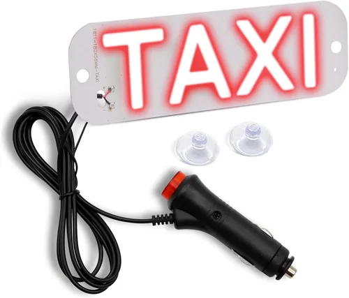 Luz de taxi con enchufe Cig-arette, montaje de succión de taxi de 12 V CC en la lámpara de taxi con cubierta de viento del automóvil, 2 modos de Rojo