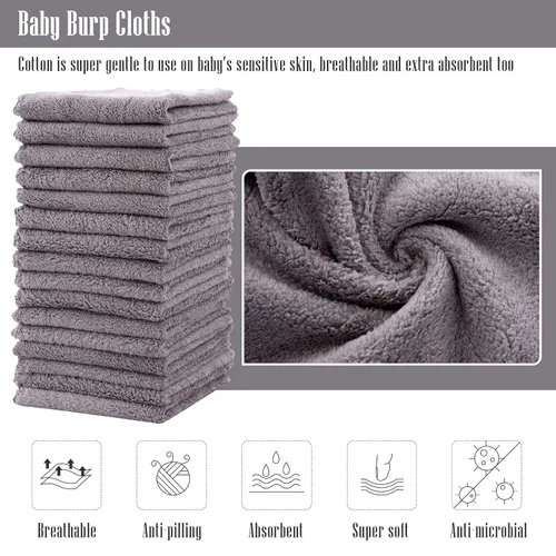 Miniatura 2 de Cute Castle Toallas ultrasuaves para bebé, paquete de 16 unidades, 9 x 9 pulgadas, suaves con la piel sensible para cara y cuerpo, felpa, ropa