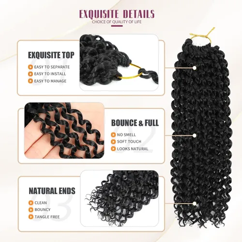 Miniatura 4 de Dansama 6 paquetes de cabello Passion Twist ondulado trenzado para trenzas de ganchillo estilo mariposa, extensiones de cabello bohemio