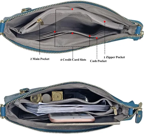 Miniatura 4 de Beurlike Cartera de cuero para mujer, bolso cruzado pequeño para teléfono