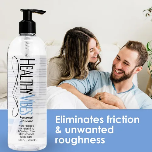 Miniatura 2 de Lubricante personal íntimo abase de agua Healthy Vibes, lubricante anal y crema hidratante libre de parabenos, 16 onza, Transparente, 1