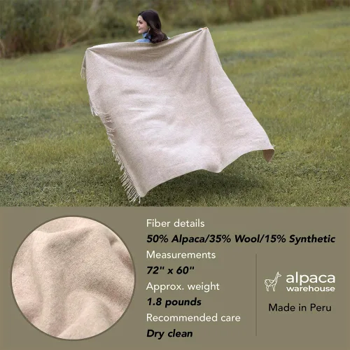 Miniatura 4 de Superfine - Manta de lana de alpaca – Manta ligera de lana merino de alpaca para uso en interiores o exteriores Manta de lana de alpaca peruana