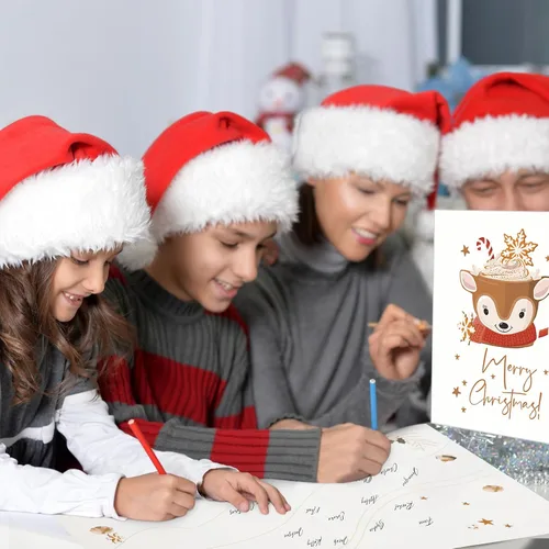 Miniatura 5 de Zhanmai 6 tarjetas de felicitación jumbo de Feliz Navidad de 14 x 20 pulgadas, libro de invitados gigante, tarjeta de regalo de Navidad, tarjeta