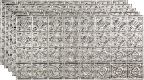 Miniatura 14 de FASÄDE Panel de techo decorativo de vinilo con pegamento de estilo tradicional y patrón 1 en níquel cepillado (muestra de 12 x 12 pulgadas)